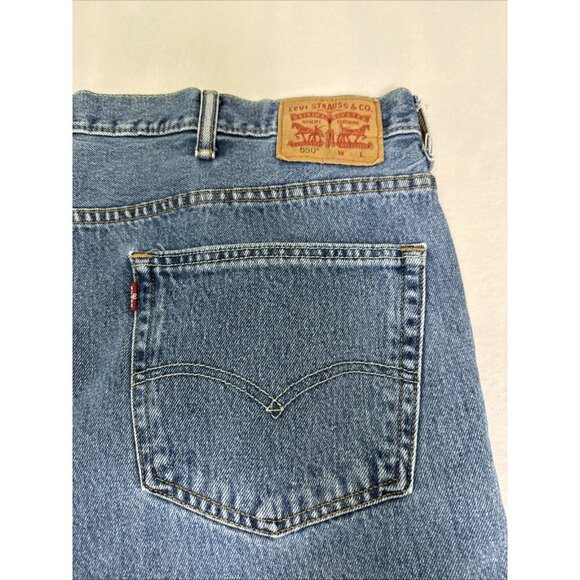 Levis 550 Jeans Relaxed Fit Straight Leg Blue Denim Med Wash Pockets Mens 50x32 - Picture 6 of 10
